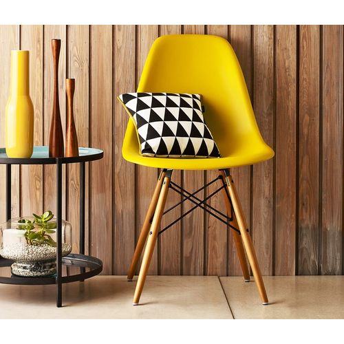 Cadeira Charles Eames Wood Base Madeira - Design - Pp-638 - Inovartte - Cor Amarela